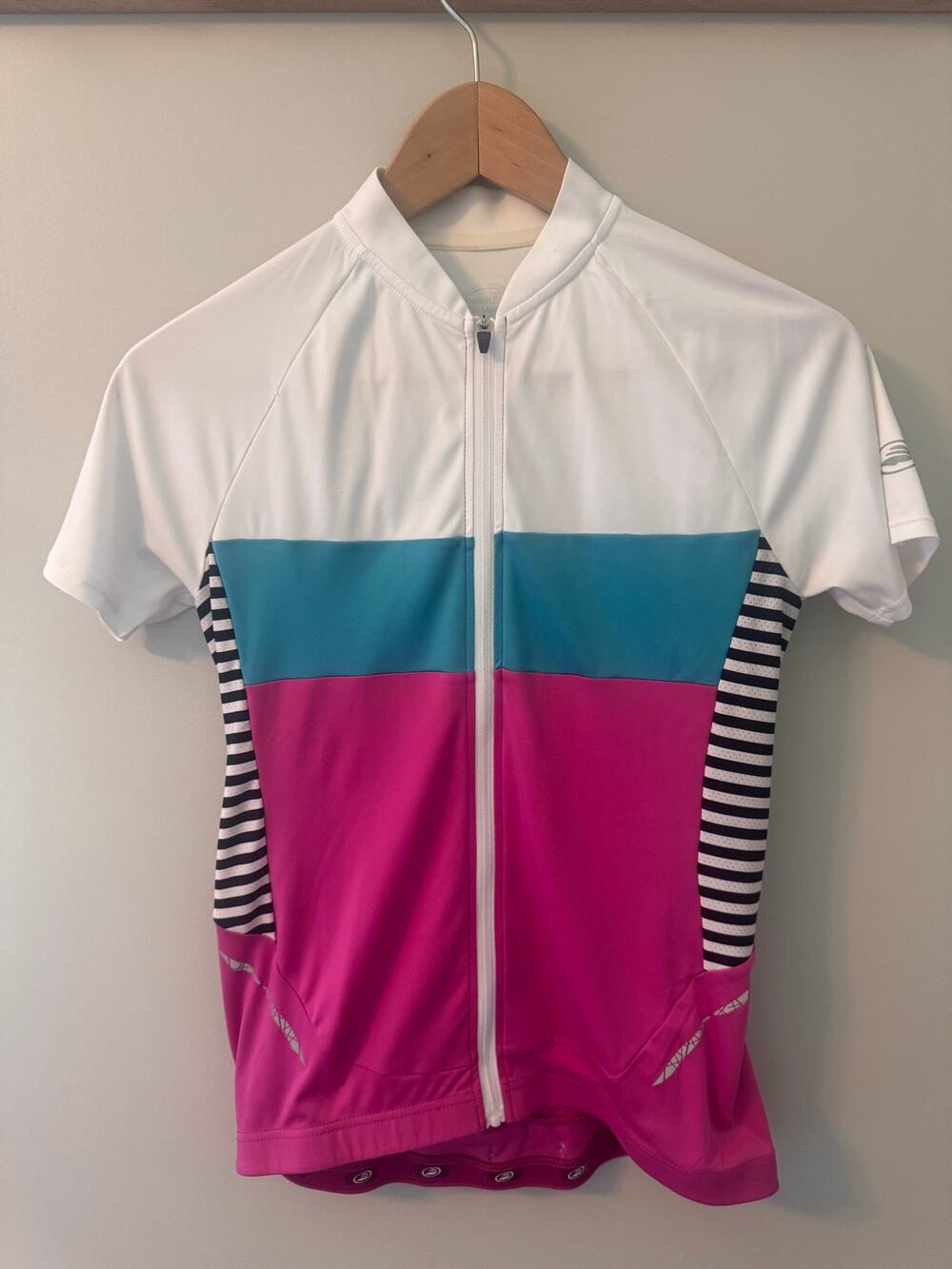 Performance Bicycle Elite Women's Cycling Jersey Small Pink White Full Zip Bike